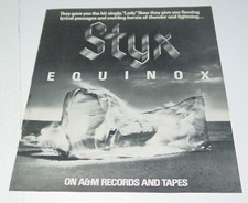 STYX Vintage Original Album AD Advert 1975 EQUINOX Tommy Shaw DeYoung Prog Rock