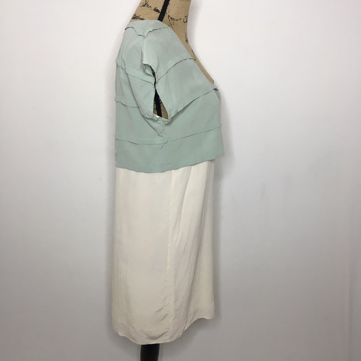 Alexander Wang Silk Dress 2 Cream Green Shift Dress | eBay