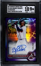 2022 Bowman Chrome BRANDOL MEZQUITA Purple Refractor /250 SGC 9/10 Auto BRAVES
