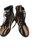 Vtg Joan David Low Rise Leather Calf Hair Lace Up Boots Made in Italy Sz Eu 39