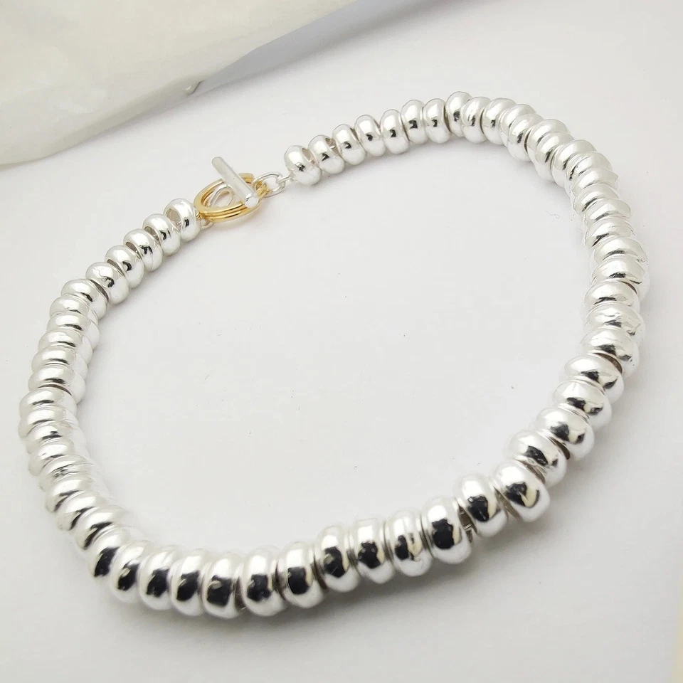 Bracciale argento 925 Rondelle stile Dodo rodiato anallergico regalo donna uomo - Immagine 2 di 3