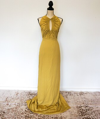 Women's Burberry Prorsum Mustard Creped Silk Maxi Dress Made in Italy | eBay