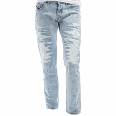  NEU MIT ETIKETT DIESEL SCHWARZ GOLD TYP-2813 BG8k2 Herren GEPATCHT Denim Jeans GERADE W32 L30