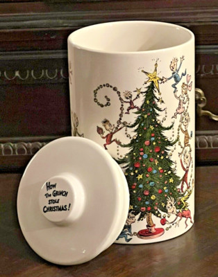 New! ZRIKE Brands Dr. Suess How the Grinch Stole Christmas Cookie Jar/Canister