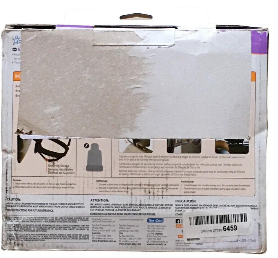 Espejo de asiento trasero ajustable Dreambaby gran angular permite una fácil vista del niño Foto 2 de 4