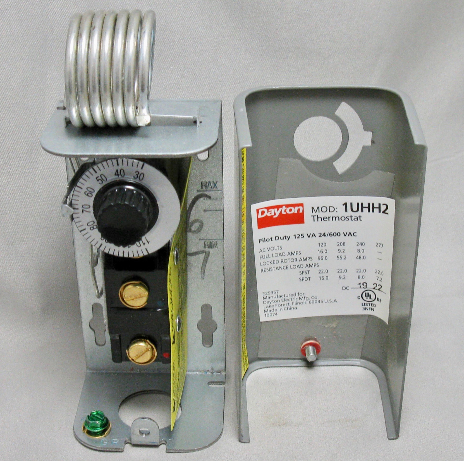 Dayton Thermostat 1UHH2 Control Range 30 Degrees to 110 Degrees F