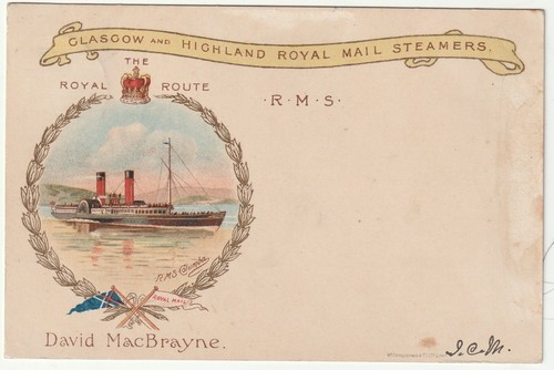 1901 AUG 17 GREENOCK & ARDRISHAIG PACKET COLUMBA DAVID MACBRAYNE ADVERT PPC - Foto 2 di 2