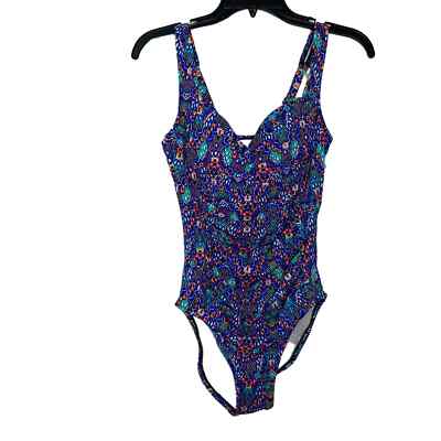 Swim Solutions Tummy-Control Shirred One-Piece Swimsuit, 12 blue 