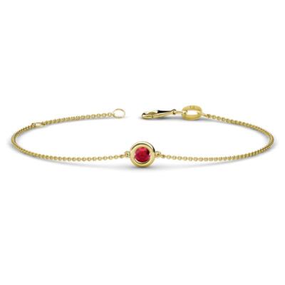 Saphire Solitär Station Minimalist Armband 14K Gelbgold JP:185487