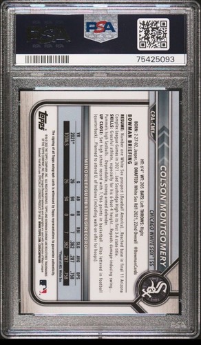 2022 Bowman Chrome Prospect Auto Colson Montgomery #CPA-CMY PSA 9 MINT Auto - Picture 2 of 2