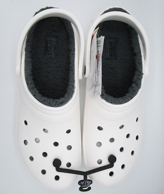 Crocs Unisex-Adult Classic Lined Clog, White/Grey, Mens 13  display picture 1