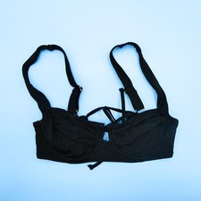 Victorias Secret Black 34D Padded Push Up Wide Strap Bikini Top VS Swimsuit New