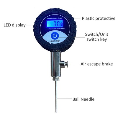 Mini Soccer Ball Pressure Gauge Volleyball Basketball Barometers with Digital