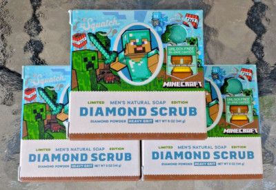 *Qty 3 w/Game Codes* Minecraft Edition Dr. Squatch  Diamond Scrub  Natural Soaps