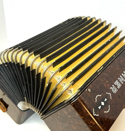 Antiker Hohner Knopfkasten Akkordeon Melodeon Musikinstrument Blasebalg selten " - Bild 14 von 19