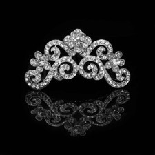 Wedding Bridal Tiara Headband Silver Rhinestone Swirl Design