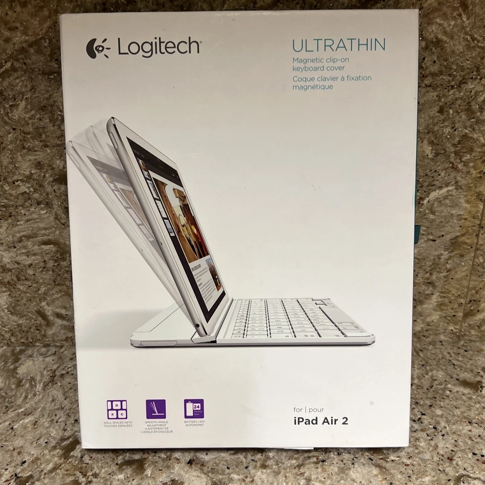 Logitech ULTRATHIN Magnetic Clip-on Keyboard Cover for iPad Air 2 White - Image 2 of 4