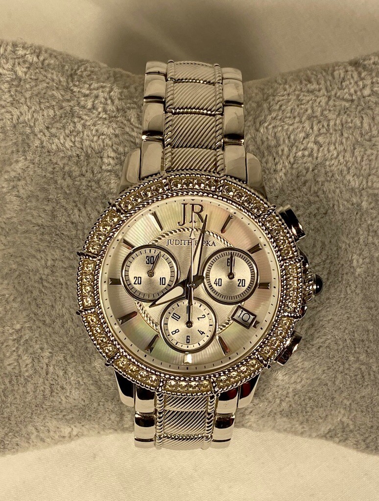 Vintage Judith Ripka Stainless steel CZ Watch Similar Items to Vintage Judith Ripka Steel Chronograph  main image 2