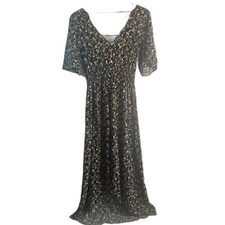 Lola & Grace Cottage Core Peasant Maxi Dress Dress Size LG Floral Print Boho