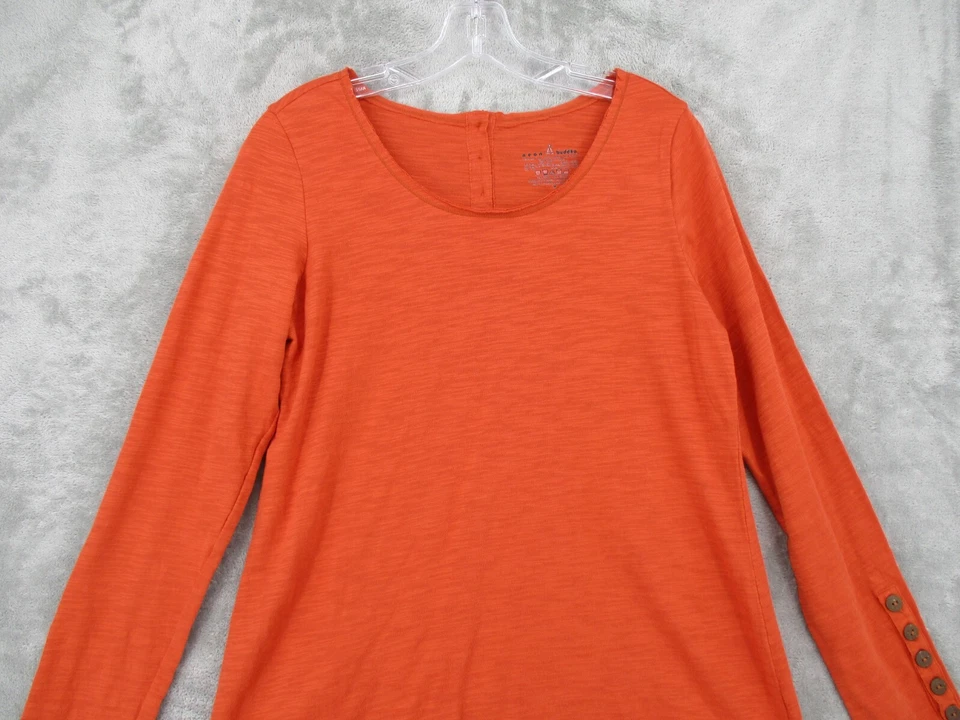 Неоновые Будда рубашка женщин средний декольте кнопка Boxy Lagenlook сожжен оранжевый - Изображение 3 из 4