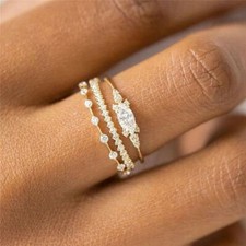 14K Gold Tiny Diamond Exquisite Small Fresh Style Ladies Engagement Ring Jewelry