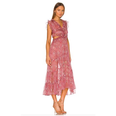 red midi slip dress Rihoas Sweetheart Chiffon Corset Midi Slip Dress