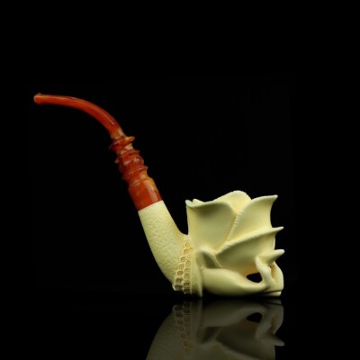 Lady Hand Holds Rose Smoking Pipe,block Meerschaum New Handmade Custom Case#596