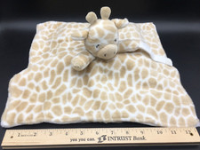 Carter  s giraffe cuddle lovey 12.5  sq ivory plush baby security blanket w loop