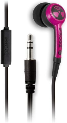 iFrogz EarPollution Plugz In-Ear Earbuds, Headphones with Microphone, Hot Pink