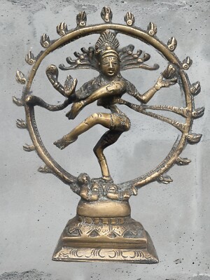Vintage 9  Brass Hindu Shiva Nataraja Dancing Statue, Indian Mythological Figure