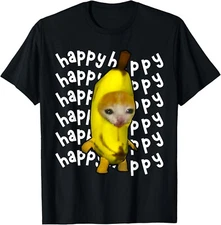 Happy Banana Cat Meme Bananacat Happy Kitty Cat Lovers Meme T-Shirt Gift for Dad