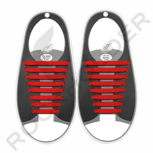 Silicone Elastic Shoelaces Rubber No Tie Shoe Lace Trainer Shoes Kids & Adult UK - Picture 53 of 63