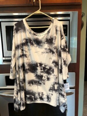 NWT HoneyMe Curvy XL Shirt Black White Gray Tie Dye | eBay