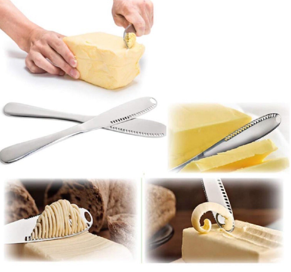 3 In 1 Stainless Steel Butter Spreader Knife Butter Curler Spreader