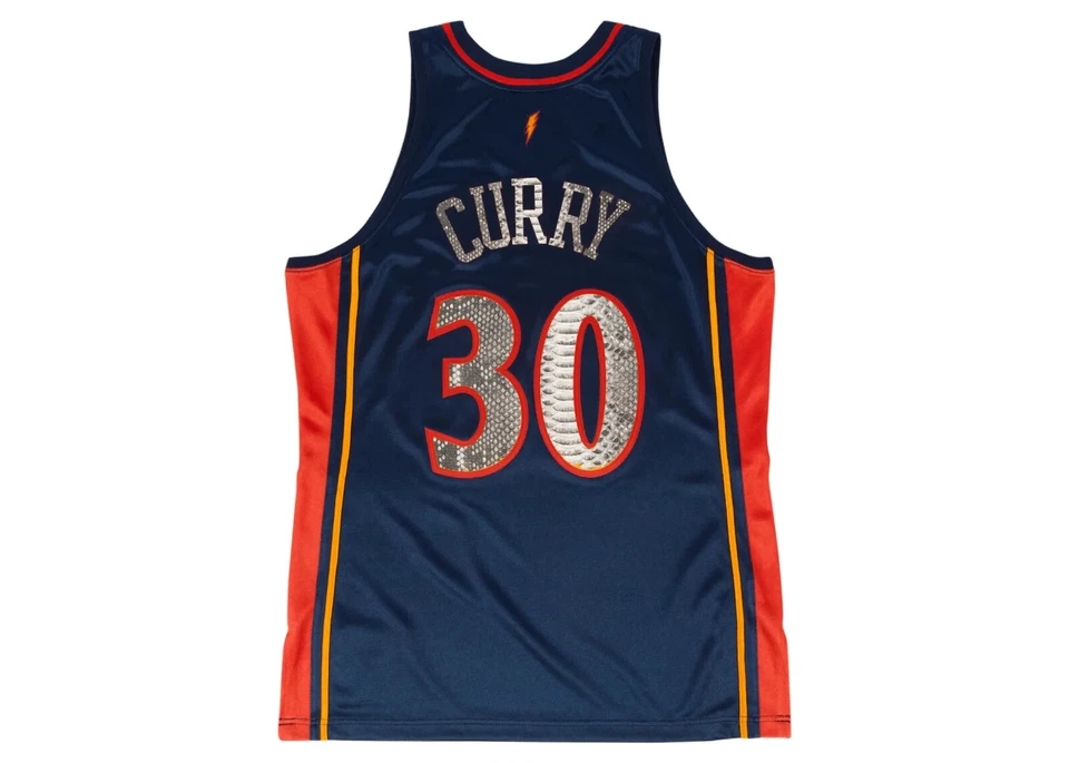 Mitchell & Ness Navy Stephen Curry 2009-10 Golden State Warriors Python Jersey - Image 2 of 2