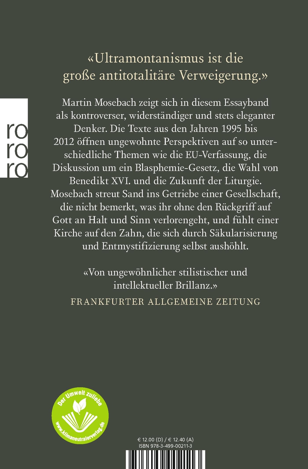 Thumbnail - Martin Mosebach / Der Ultramontane / 9783499002113