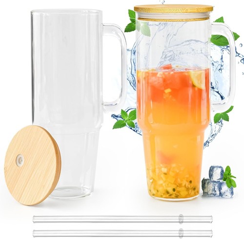 Tumbler 40oz Quencher H2.0 Flowstate Water Bottle Glass Cup With Lid Transparent