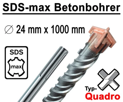 STAVTOOL SDS-max Betonbohrer 24 mm x 1000 mm Quadro Bohrer Hammerbohrer Steinbohrer