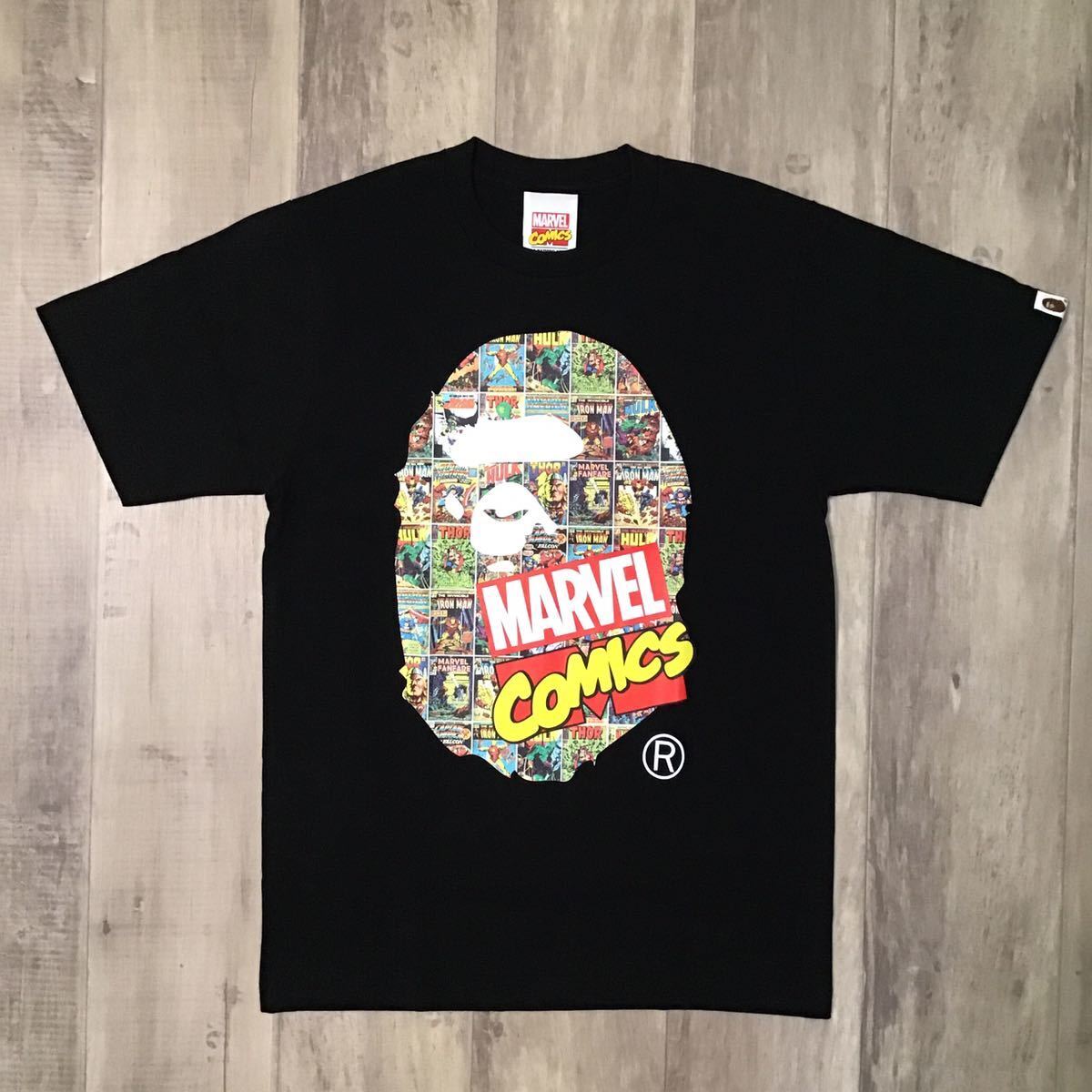 BAPE × marvel comics bape head T-shirt Black A Bathing Ape BAPE × marvel comics bape head T-shirt Black A Bathing Ape
