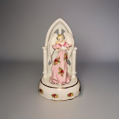DEFECTIVE ROYAL ALBERT DOULTON OLD COUNTRY ROSES MUSICAL ANGEL WITH DOVE G3D