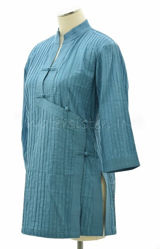 WATERSISTER Pintuck Cotton NOK Asian Step Placket LANI TUNIC Top S- 4XL 4 COLORS - Picture 19 of 25