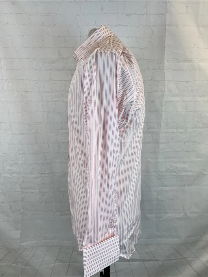 Burberry Men's Pink & White Stripe Cotton Dress Shirt 15 - 33 $295 - Image 4 of 4