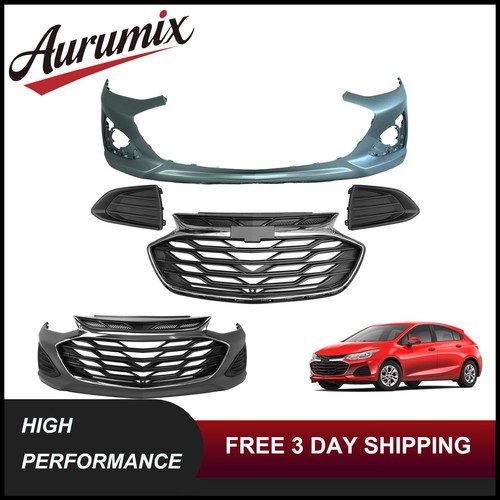 Front Bumper Cover Grille Set For 2019 2020 2021 Chevy Cruze Without Sensor Hole