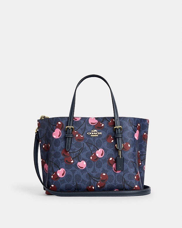 NWT🍒Coach Mollie Tote Bag 25 Signature Canvas Cherry Print