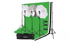 3x Umbrella Lighting Kit Studio Light Bulb Muslin Backdrop Stand for Photography