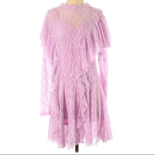 NWT Free people rock Candy lace ruffle dress Sz S wisteria purple pink - Picture 5 of 7