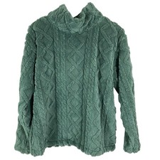 Eddie Bauer Womens Ultrasoft Cable Fleece Pullover Green Size Large