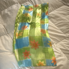 Women s Green Blue Orange Floral Rectangle Scarf/Wrap Polyester Chiffon