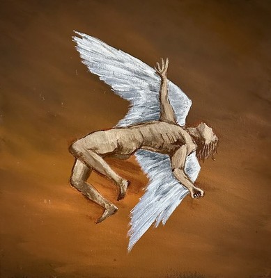 Ikarus - Gefallener Engel - Deko - Original Acrylgemälde 