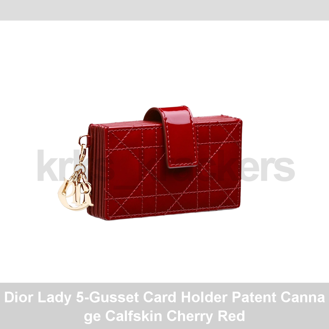 Dior Lady 5-Gusset Card Holder in Patent Cannage Calfskin Cherry Red